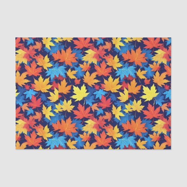 Farbenfrohe Herbstüberreste im dunkelblauen Hinter Seidenpapier (Vorderseite)