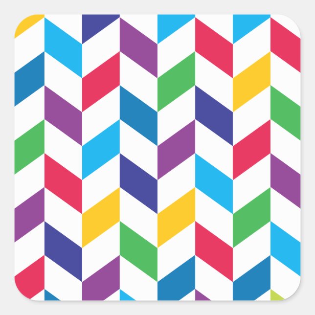 Farbenfrohe Herringbone-Muster Quadratischer Aufkleber (Vorderseite)