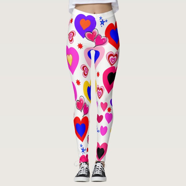 Farbenfrohe Herz-Leggings Leggings (Vorderseite)