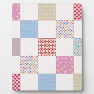 Farbenfrohe Herz-Quilt-Muster Fotoplatte