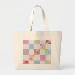 Farbenfrohe Herz-Quilt-Muster Jumbo Stoffbeutel