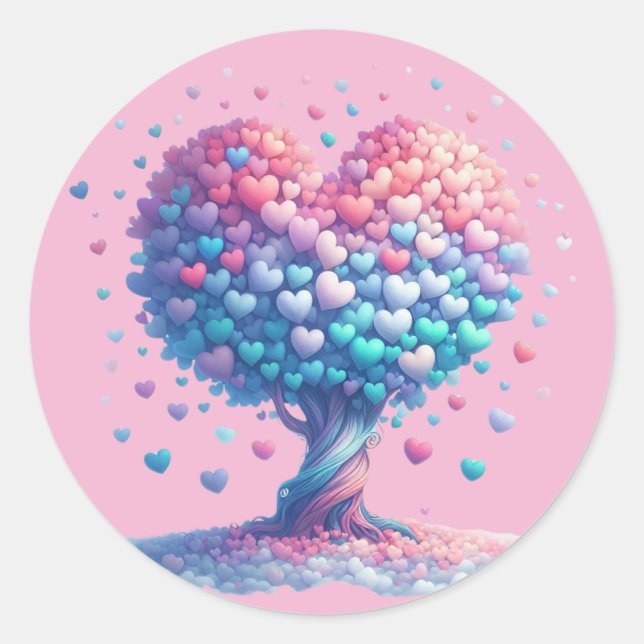 Farbenfrohe Herz-Shaped Treppers Runder Aufkleber (Vorderseite)