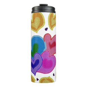 Farbenfrohe Herzdesign Thermosbecher