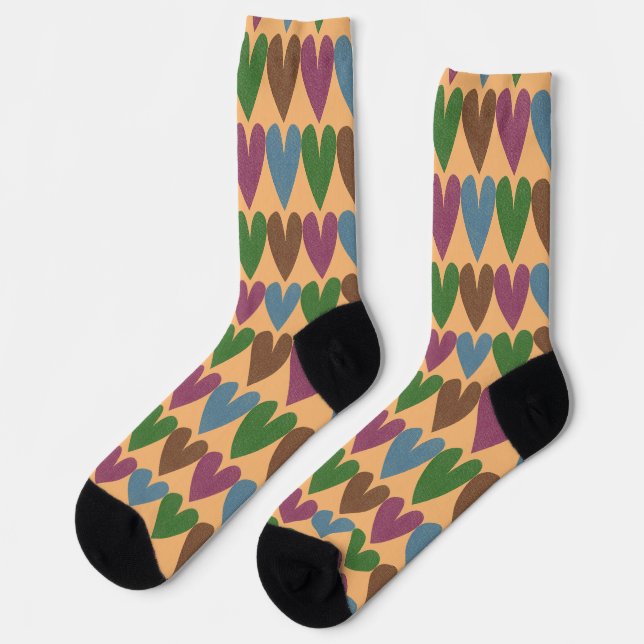 Farbenfrohe Herzen Art Muster Crazy Socks Socken (Linkes Detail)