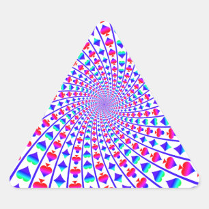 Farbenfrohe Herzen, Diamanten, Spades und Clubs Dreieckiger Aufkleber