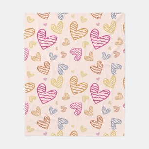 Farbenfrohe Herzen Fleecedecke