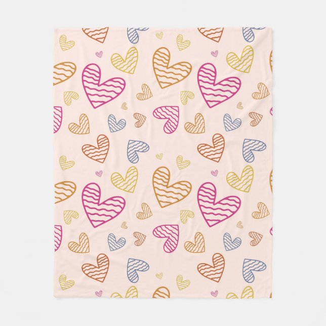 Farbenfrohe Herzen Fleecedecke (Vorderseite)