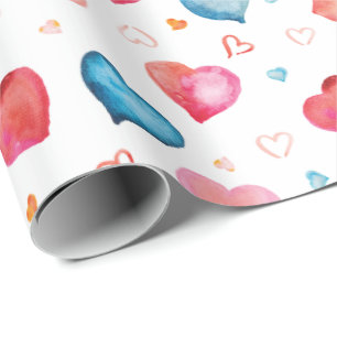 Farbenfrohe Herzen Geschenkpapier
