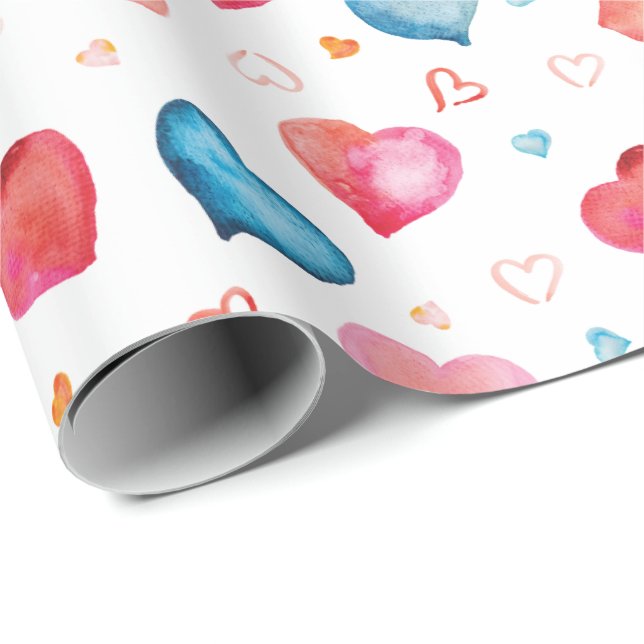 Farbenfrohe Herzen Geschenkpapier (Rolleneckpunkt)