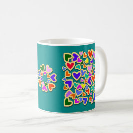 Farbenfrohe Herzen Kaffeetasse