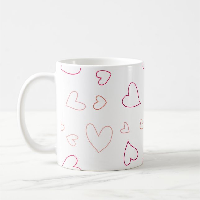 Farbenfrohe Herzen Kaffeetasse (Links)