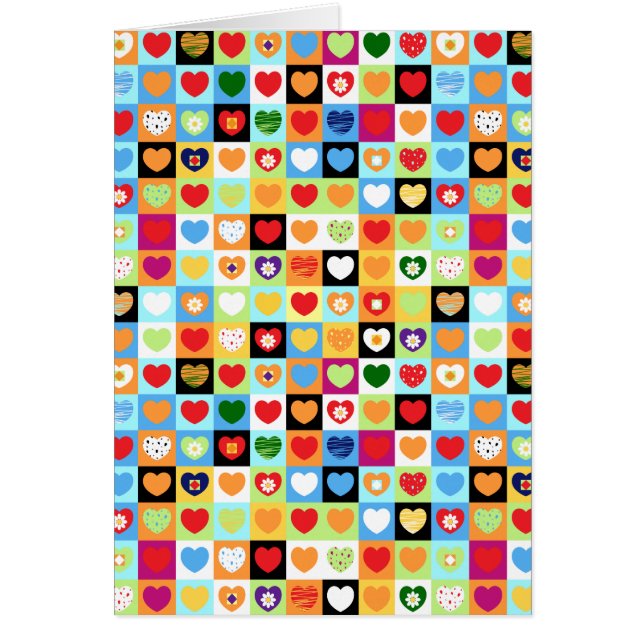 Farbenfrohe Herzen, Karte (Vorne)