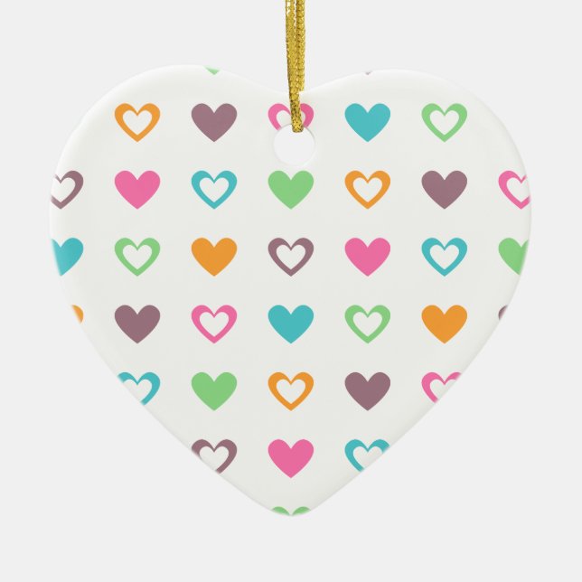 farbenfrohe Herzen Keramik Ornament (Vorne)