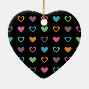 farbenfrohe Herzen Keramik Ornament