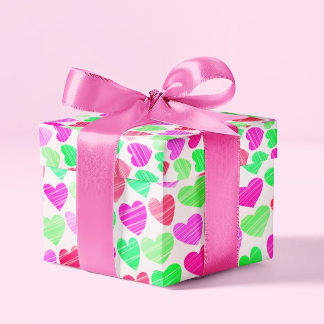 Farbenfrohe Herzen Modernes Elegantes Design Roman Geschenkpapier (Von Creator hochgeladen)