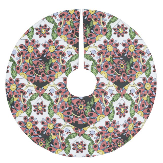 Farbenfrohe Herzen, nahtlos romantisches Muster. Polyester Weihnachtsbaumdecke (Vorderseite)