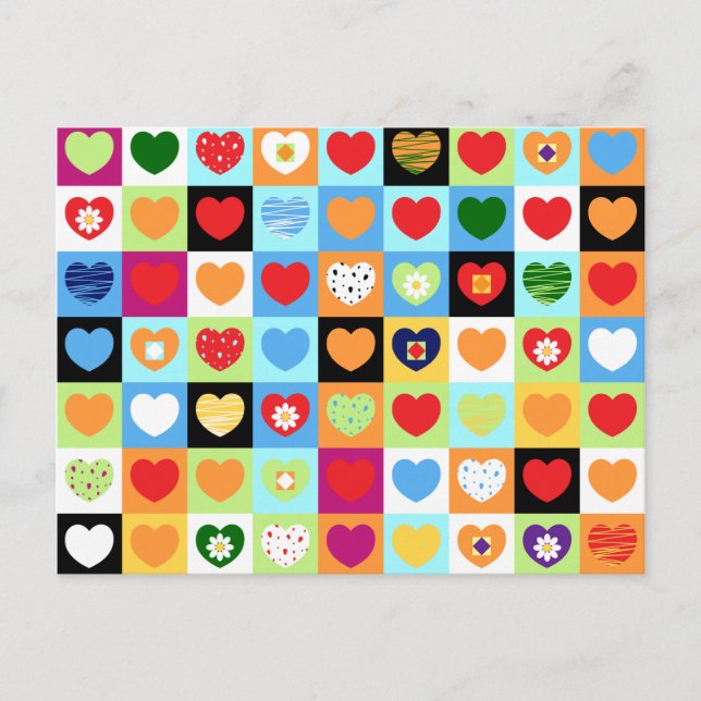 Farbenfrohe Herzen, Postkarte (Vorderseite)