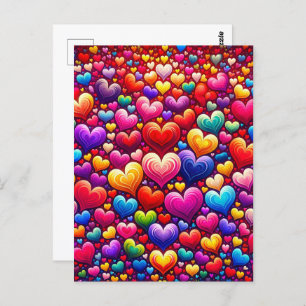 Farbenfrohe Herzen, Postüberquerung Postkarte