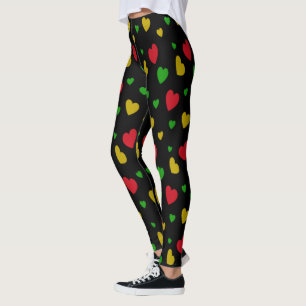 Farbenfrohe Herzen Rot Grün Gelb Valentinstag Leggings