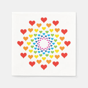 Farbenfrohe Herzen Serviette