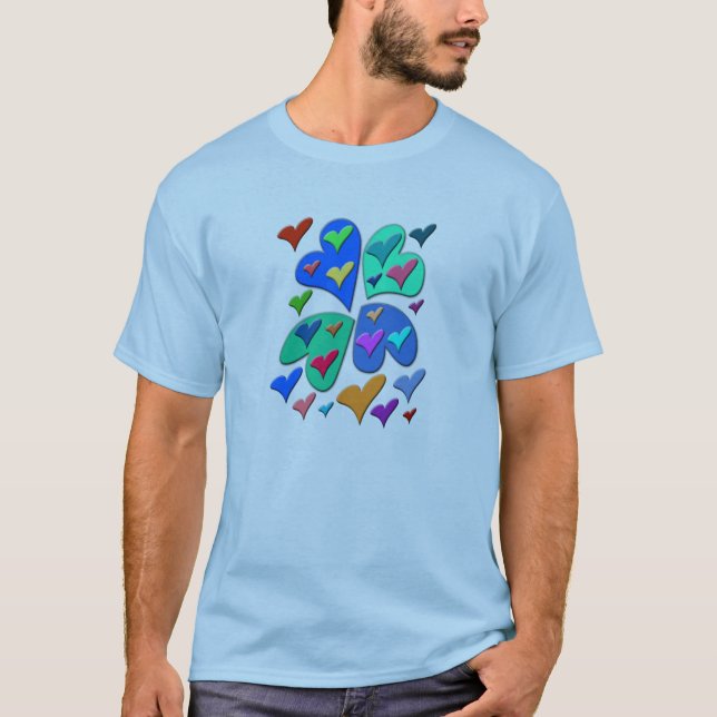 Farbenfrohe Herzen T-Shirt (Vorderseite)