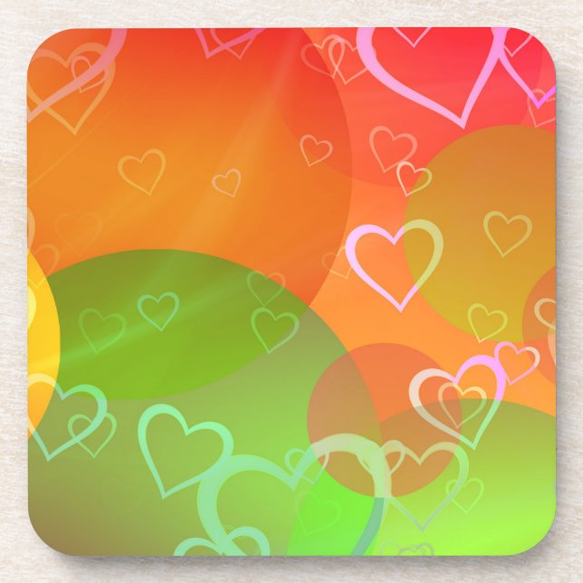 Farbenfrohe Herzen und Balloons Abstraktes Design Untersetzer (Vorderseite)
