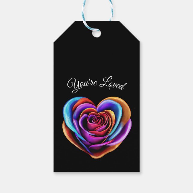 Farbenfrohe Herzform Rose- Geschenkanhänger (Vorderseite)