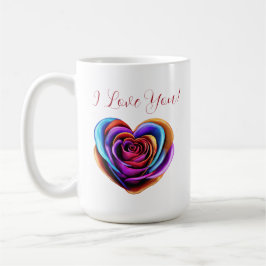 Farbenfrohe Herzform Rose- Kaffeetasse