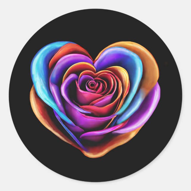 Farbenfrohe Herzform Rose- Runder Aufkleber (Vorderseite)