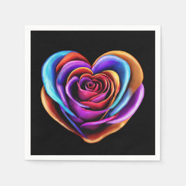 Farbenfrohe Herzform Rose- Serviette