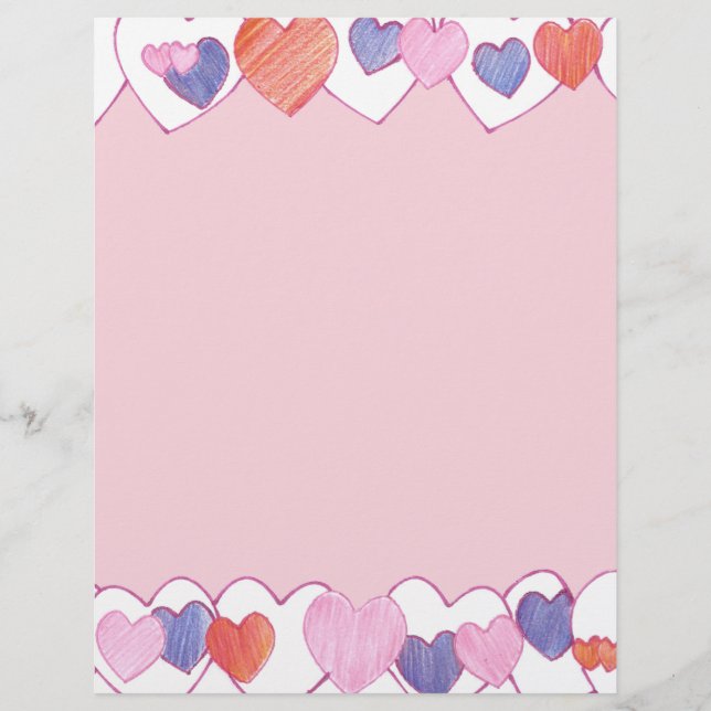 Farbenfrohe Herzgrenzen auf rosa Letterhead (Vorderseite)