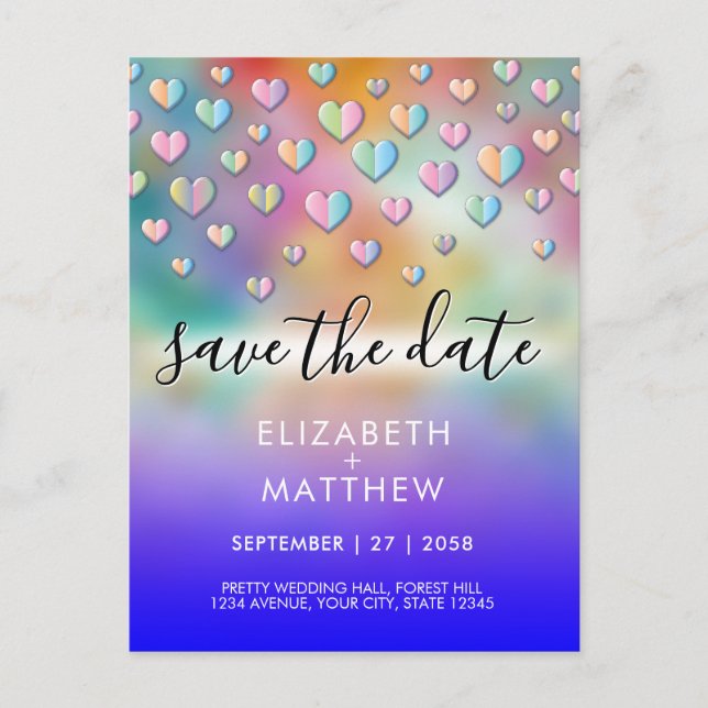 Farbenfrohe Herzklänge Design Postkarte (Vorderseite)