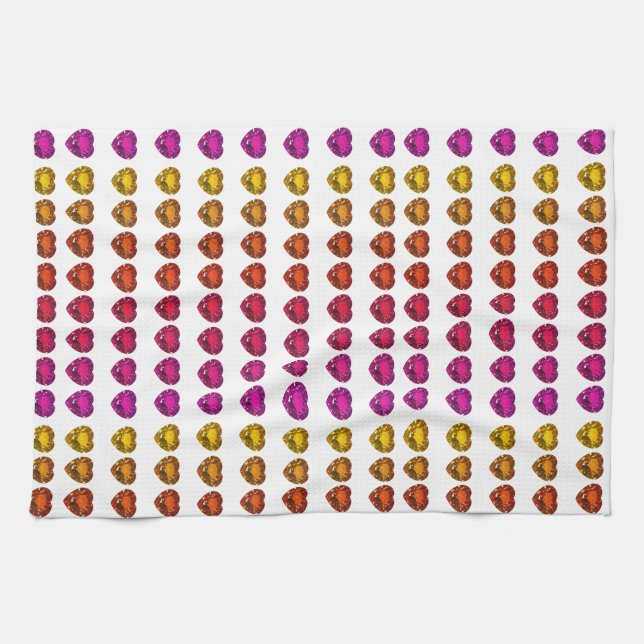 Farbenfrohe Herzmuster - Spaß und spielerisches De Geschirrtuch (Horizontal)
