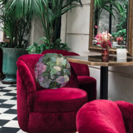 Farbenfrohe Heuchera Pflanze Blätter Botanisch Rundes Kissen