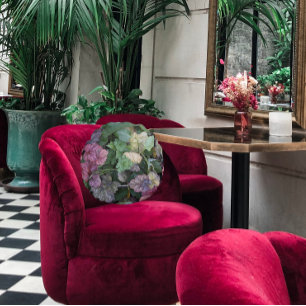 Farbenfrohe Heuchera Pflanze Blätter Botanisch Rundes Kissen