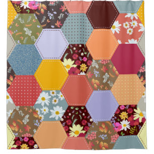 Farbenfrohe Hexagon-Blume, die Design verlassen Duschvorhang