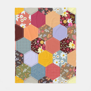 Farbenfrohe Hexagon-Blume, die Design verlassen Fleecedecke