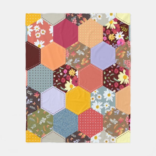 Farbenfrohe Hexagon-Blume, die Design verlassen Fleecedecke (Vorderseite)