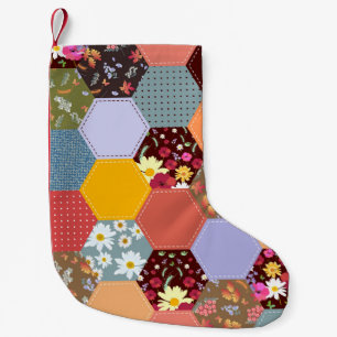 Farbenfrohe Hexagon-Blume, die Design verlassen Kleiner Weihnachtsstrumpf