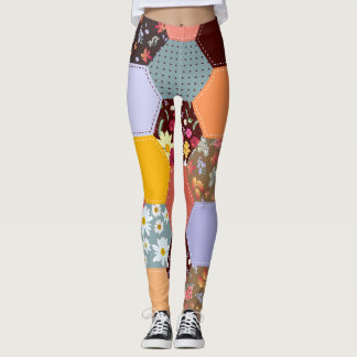 Farbenfrohe Hexagon-Blume, die Design verlassen Leggings