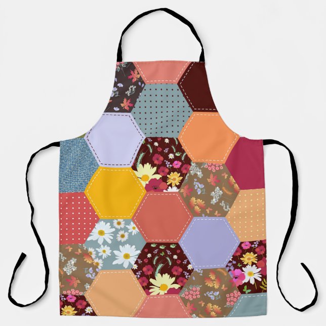 Farbenfrohe Hexagon-Blume, die Design verlassen Schürze (Vorderseite)