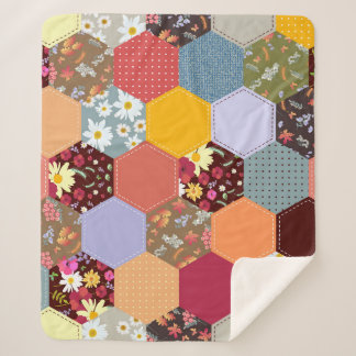 Farbenfrohe Hexagon-Blume, die Design verlassen Sherpadecke