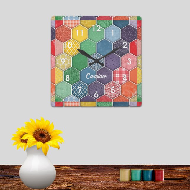 Farbenfrohe Hexagon Quilt Patch Wall Uhr (Von Creator hochgeladen)