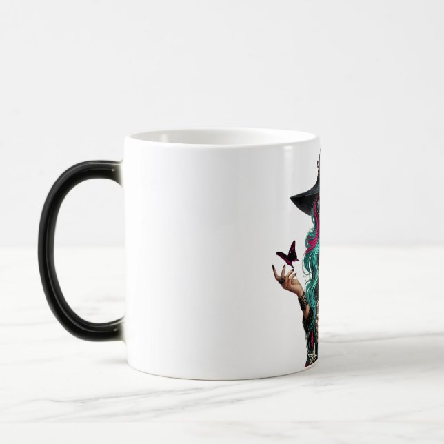 Farbenfrohe Hexen-Rose Keramik Tasse (Links)