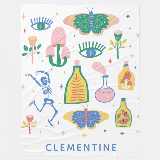 Farbenfrohe Hexenzaubertränke Personalisierter Nam Fleecedecke (Vorderseite)