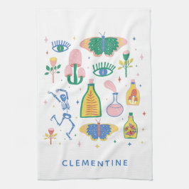 Farbenfrohe Hexenzaubertränke Personalisierter Nam Geschirrtuch