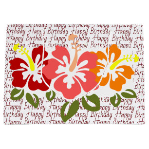 Farbenfrohe Hibiskus Trio Happy Birthday Große Geschenktüte