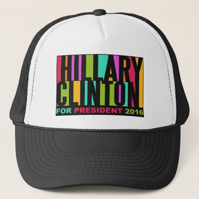 Farbenfrohe Hillary Clinton 2016 Hats Truckerkappe (Vorderseite)