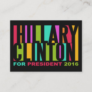 Farbenfrohe Hillary Clinton 2016 Visitenkarten Visitenkarte