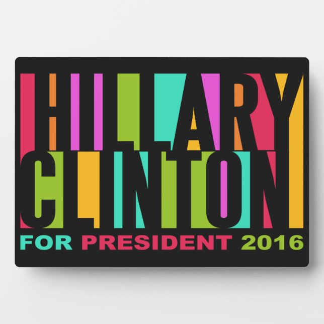 Farbenfrohe Hillary Clinton-Plakette 2016 Fotoplatte (Vorderseite)